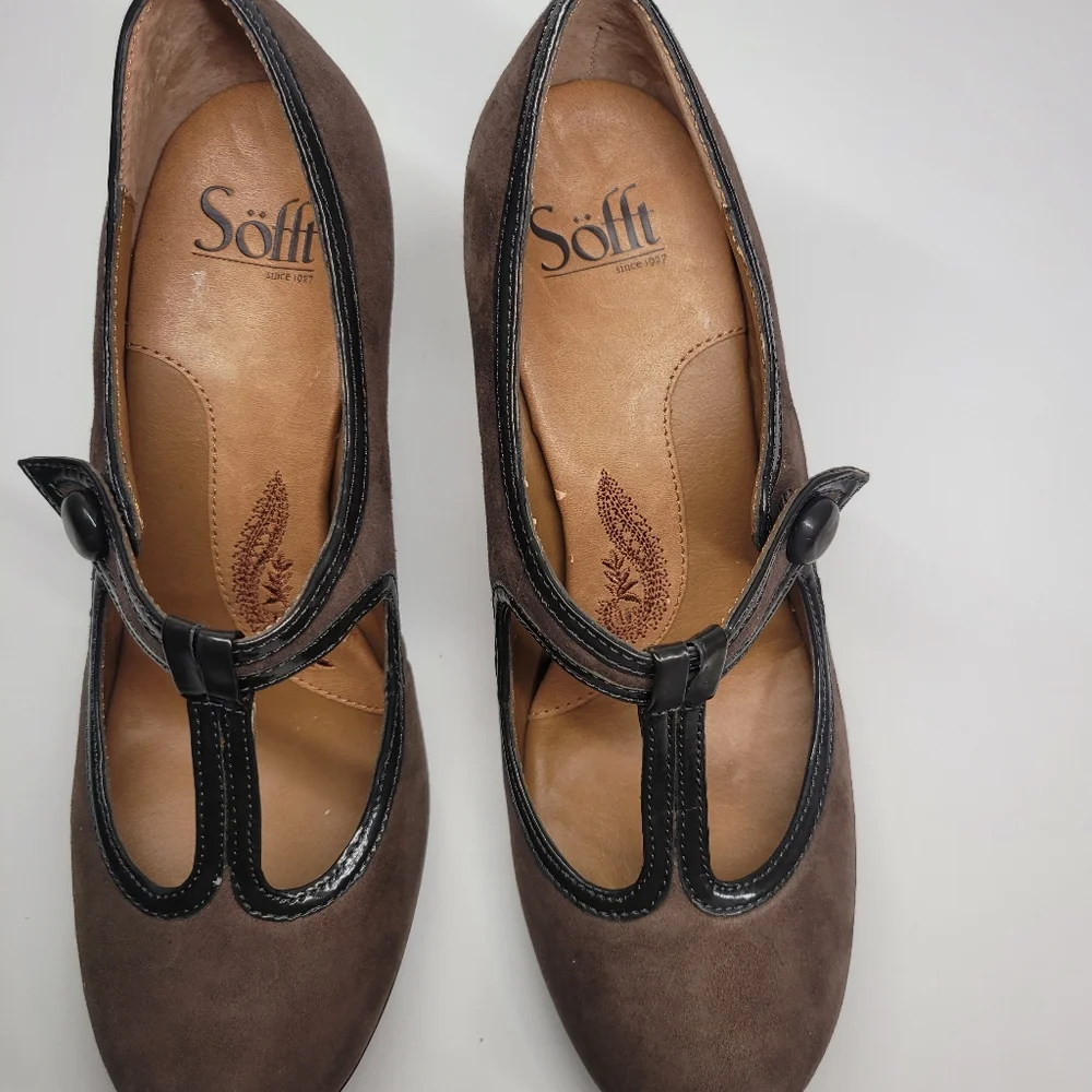 Sofft Women’s Vasta Mary Jane T Strap Kitten Heels Size 7.5 Nimbus Grey/Charcoal - Picture 9 of 11